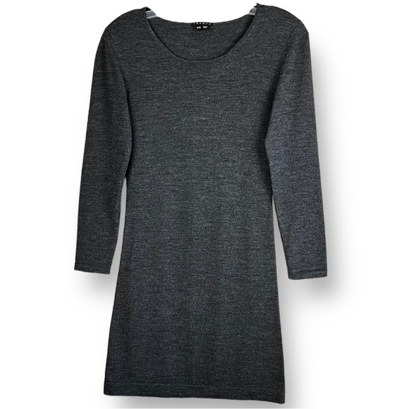 Theory Jiya B New Steady Wool Blend Sweater Dress In Charcoal Gray Size P/TP - 0 - Picture 5 of 11